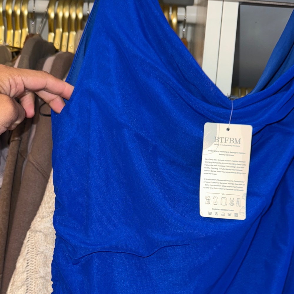 Btfbm Royal Blue Off-Shoulder Maxi Dress - Picture 5 of 10